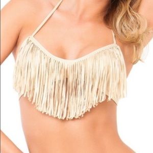 Luli Fama Fringe bikini top Small